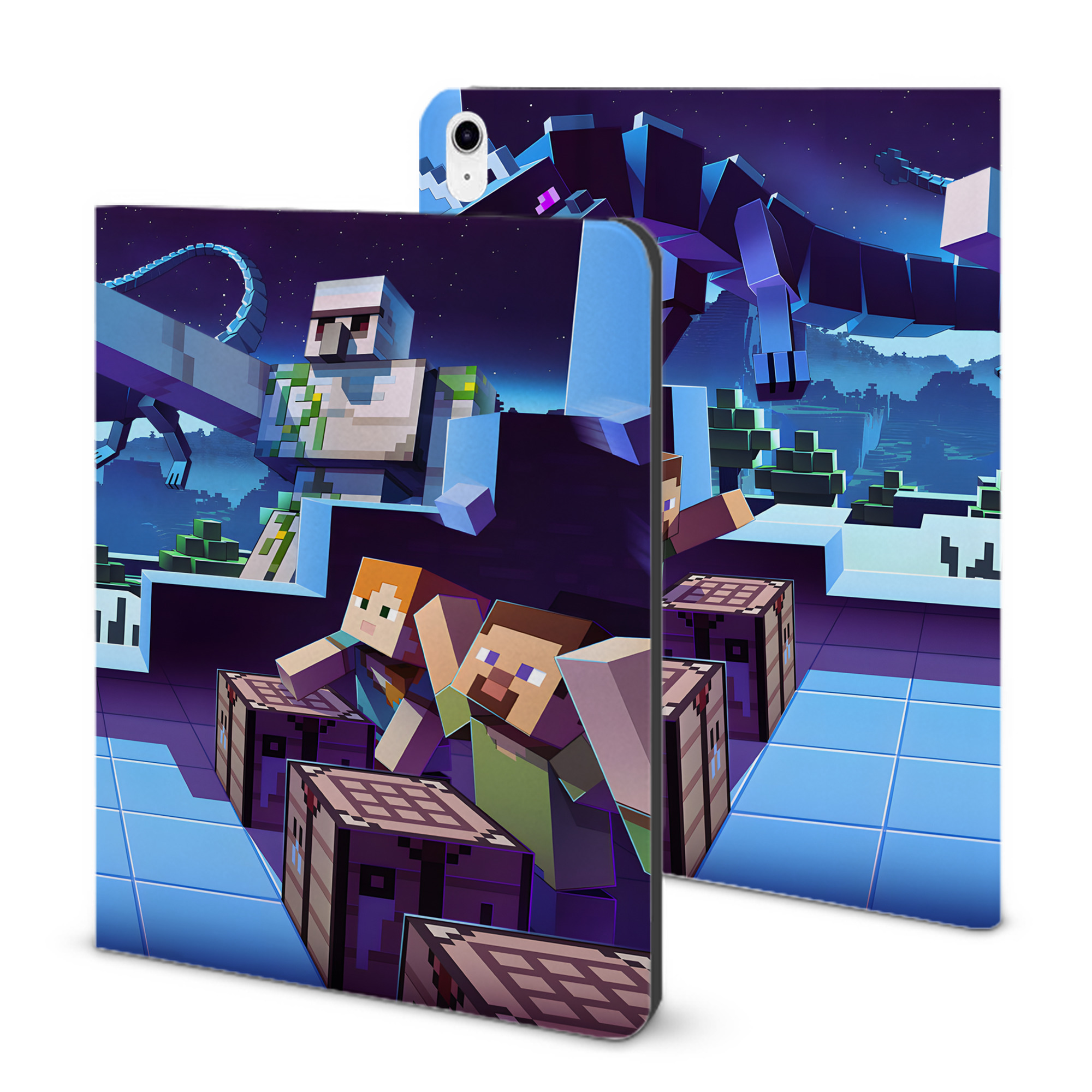 （画像用） マインクラフト ブロックの世界 Minecraft MC Block world IPad ケース ブック型 PUレザー TPU 耐衝撃 軽量 薄型 ペン収納なし 全面保護 IPad 各モデル対応